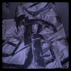 Mink fur faux trim puffer/trench